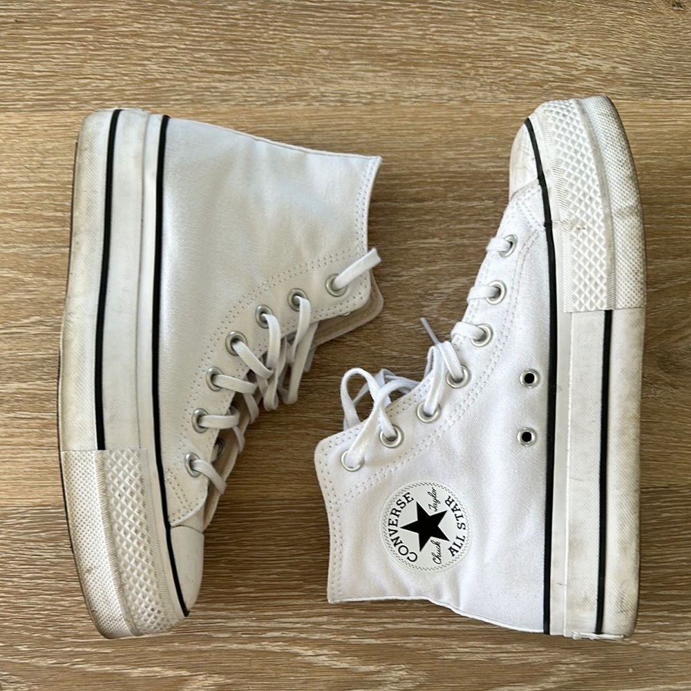 Converse White Platform High-Top Sneakers